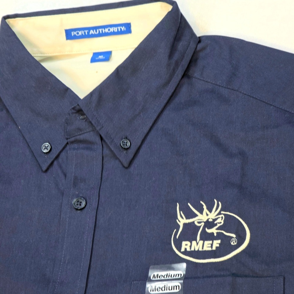 Port Authority Mens Navy RMEF Elk Foundation Short Sleeve Button Down Shirt#S508